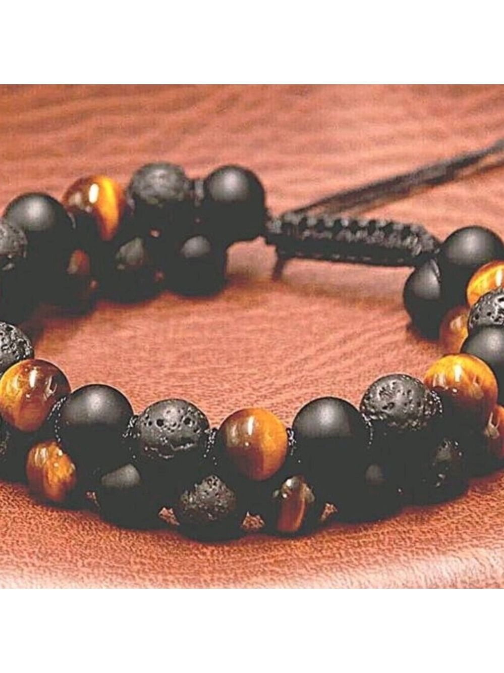 Black and Brown Beaded Bracelet - Picture 2 of 5
